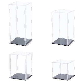 Olycraft 4 Set 4 Style Acrylic Display Box, for Model Toy Display, Mixed Color, 1 set/style