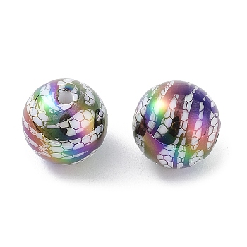 UV Plating Opeque Acrylic Beads, Iridescent, Round, Round, 15.5x15mm, Hole: 2.5mm