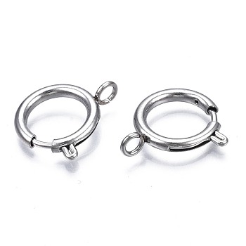 304 Stainless Steel Spring Clasps, Stainless Steel Color, 21x19x2.5mm, Hole: 3mm