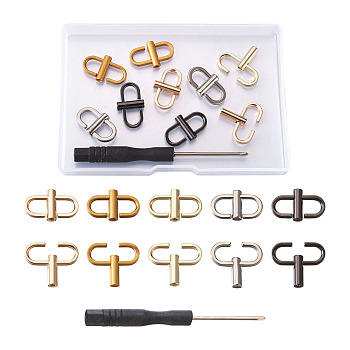 Adjustable Iron Buckles for Chain Strap Bag, with Iron Screwdriver, Mixed Color, 11pcs/box