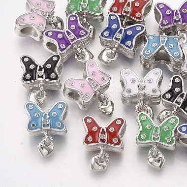 Platinum Mixed Color Butterfly Alloy+Enamel Beads