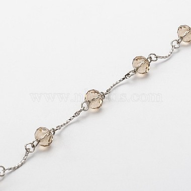 Handmade Faceted Rondelle Glass Beads Chains for Necklaces Bracelets Making(AJEW-JB00087)-2