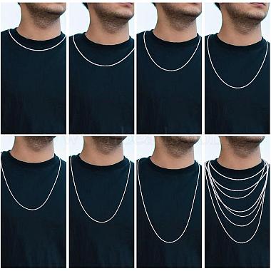 Rhodium Plated 925 Sterling Silver Thin Dainty Link Chain Necklace for Women Men(JN1096B-04)-5