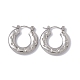 Tarnish Resistant 304 Stainless Steel Donut with Star Hoop Earrings for Women(EJEW-E199-03P)-1