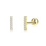 925 Sterling Silver Ear Studs, with Micro Pave Cubic Zirconia, Rectangle, Clear, Golden