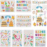 PET Hollow Out Drawing Painting Stencils Sets, for DIY Scrapbook, Photo Album, Birthday Themed Pattern, 21~29.7x21~29.7cm, 8 style/set(DIY-WH0172-363)