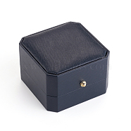 PU Leather Necklace Gift Boxes, with Golden Plated Iron Button and Velvet Inside, for Wedding, Jewelry Storage Case, Black, 7.1x7.1x4.8cm(X-LBOX-L005-D03)