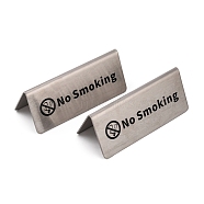 AHANDMAKER Stainless Steel No Smoking Sign Plate, Stainless Steel Color, 120x50x45mm(STAS-GA0001-14)