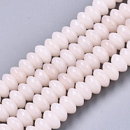 Imitation Jade Glass Beads Strands, Rondelle, Misty Rose, 8.5x5mm, Hole: 1.2mm, about 91~95pcs/strand, 15-3/4 inch~16-1/8 inch(40~41cm)(GLAA-R217-02-B05)
