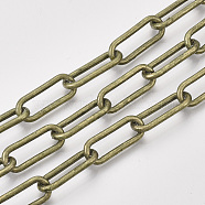 Unwelded Iron Paperclip Chains, Drawn Elongated Cable Chains, with Spool, Antique Bronze, 21x8.5x2mm, about 82.02 Feet(25m)/roll(CH-S125-01A-AB)
