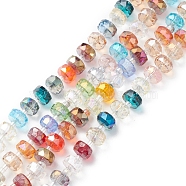 Electroplate Transparent Glass Beads Strands, AB Color Plated, Faceted, Rondelle, Mixed Color, 8x5mm, about 76~80pcs/strand, 20.47''~21.65''(52~55cm)(EGLA-H101-03H)