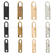 24Pcs 12 Styles Detachable Alloy Zipper Sliders Pendants, for Luggage Suitcase Backpack Jacket Bags Coat, Mixed Color, 29.5~42.5x8.5~13x3~4mm, Hole: 5~10x7~9.5mm & 5~9.5x4mm, 2pcs/style(FIND-HY0003-02)