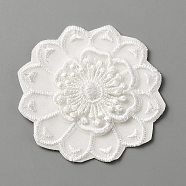 Computerized Embroidery Lace Self Adhesive/Sew on Patches, Costume Accessories, Appliques, Flower Pattern, 58x58x2.5mm(DIY-WH0410-49B)