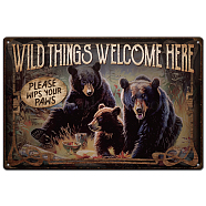 Vintage Metal Tin Sign, Iron Wall Decor for Bars, Restaurants, Cafe Pubs, Rectangle, Bear, 300x200x0.5mm(AJEW-WH0189-478)