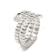 Cubic Zirconia Rectangle Wrap Cuff Ring, Brass Jewelry for Woman, Platinum, Inner Diameter: 18mm(RJEW-F146-01P)