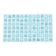 Glass Rhinestone Cabochons, Nail Art Decoration Accessories, Faceted, Square, Sky Blue, 8x8x4.5mm(MRMJ-N029-02B-02)