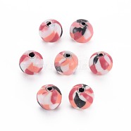 Handmade Polymer Clay Beads, for DIY Jewelry Crafts Supplies, Round, Light Salmon, 8.5~9x8mm, Hole: 1.8mm(CLAY-N008-054A-03)