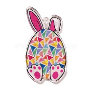 Easter Printed Transparent Acrylic Pendants, Rabbit & Egg, Colorful, 42x22x2.5mm, Hole: 1.6mm(MACR-P042-A05)