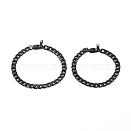Couple Bracelets Sets, 304 Stainless Steel Cuban Link Chain Bracelets, with Lobster Claw Clasps, Electrophoresis Black, 8-1/2 inch(21.6cm) and 7-1/2 inch(19.2cm), 2pcs/set(BJEW-JB05917)