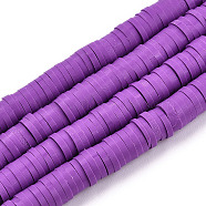 Handmade Polymer Clay Bead Strands, Heishi Beads, Disc/Flat Round, Dark Violet, 6x0.5~1mm, Hole: 2mm, about 320~447pcs/strand, 15.74 inch~16.92 inch(CLAY-T002-6mm-54)