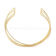 Rack Plating Brass Cuff Bangles, Lead Free & Cadmium Free, Long-Lasting Plated, Real 18K Gold Plated, Inner Diameter: 5-7/8 inch(15cm)x5-1/8 inch(13cm)(BJEW-Q350-03G)