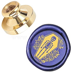 Wax Seal Brass Stamp Head, for Wax Seal Stamp, Skull, 25x14.5mm(AJEW-WH0209-312)