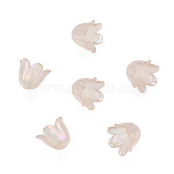6-Petal Imitation Jelly Acrylic Bead Caps, AB Color Plated, Flower, Wheat, 11.5x10.5x8.5mm, Hole: 1.4mm, about 2100pcs/500g(JACR-T002-02D)