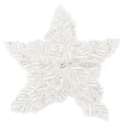 Glass Flower Ornament Accessories, Beading Appliques, White, 352x333x11mm(PATC-WH0005-63)