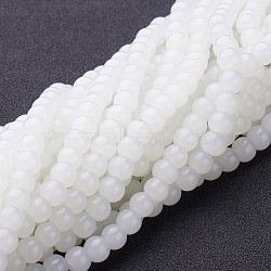 Imitation Jade Glass Beads Strands, Round, White, 6mm, Hole: 1mm, about 50pcs/strand, 11 inch(X-GMR6mmC26)
