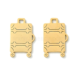 201 Stainless Steel Pendants, Laser Cut, Suitcase Charm, Real 18K Gold Plated, 17.5x10.5x1mm, Hole: 1.6x1.6mm(STAS-U003-23G)