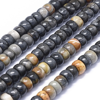 Natural Polychrome Jasper/Picasso Stone/Picasso Jasper Beads Strands, Rondelle, 8x5mm, Hole: 1mm, about 78pcs/strand, 15.7 inch(40cm)
