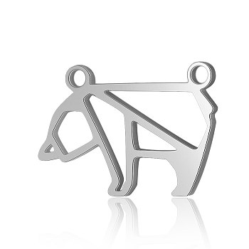 Tarnish Resistant 201 Stainless Steel Charms, Bear, Stainless Steel Color, 11x16x1mm, Hole: 1.2mm