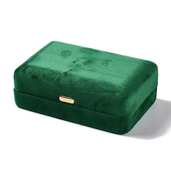 Rectangle Iron Covered with Velvet Jewelry Set Storage Boxes, Travel Portable Jewelry Case, for Necklaces, Rings, Earrings and Pendants, Green, 8x12.6x4.6cm