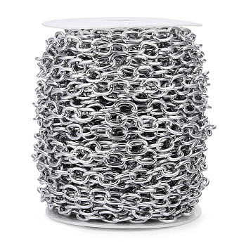 Aluminium Cable Chains, Unwelded, with Spool, Silver, 12.5x9.5x2mm, about 65.62 Feet(20m)/Roll