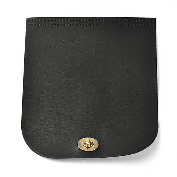Imitation Leather Bag Cover, Rectangle with Round Corner & Alloy Twist Lock Clasps, Bag Replacement Accessories, Black, 23.1x20.1x0.15~22cm, Hole: 1mm