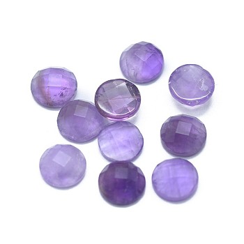 Natural Amethyst Cabochons, Faceted, Half Round/Dome, 6x2.5mm