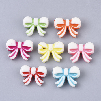 Craft Style Acrylic Beads, Bowknot, Mixed Color, 15x20x8mm, Hole: 2mm, about 595pcs/500g