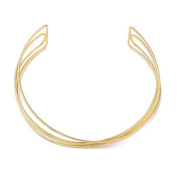 Rack Plating Brass Cuff Bangles, Lead Free & Cadmium Free, Long-Lasting Plated, Real 18K Gold Plated, Inner Diameter: 5-7/8 inch(15cm)x5-1/8 inch(13cm)