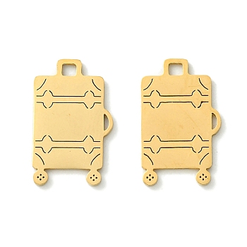 201 Stainless Steel Pendants, Laser Cut, Suitcase Charm, Real 18K Gold Plated, 17.5x10.5x1mm, Hole: 1.6x1.6mm