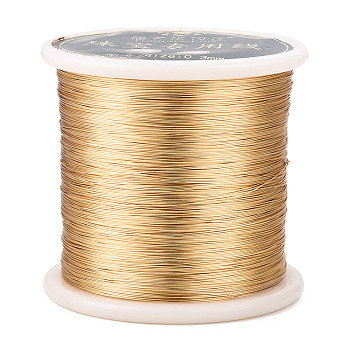 Copper Jewelry Wire, Round, Lead Free & Nickel Free & Cadmium Free, with Spool, Real 14K Gold Plated, 0.3mm, about 1213.91 Feet(370m)/Roll