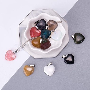 Ensembles pendentifs en pierres naturelles à coeur(G-PH0026-05)-4