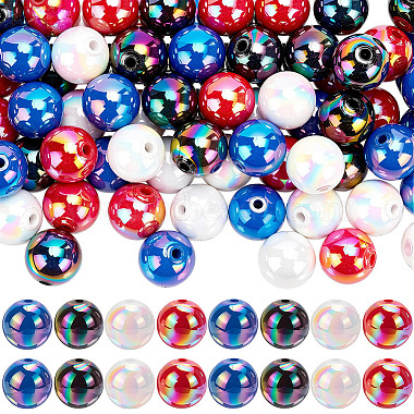 100Pcs 4 Colors UV Plating Opaque Acrylic Beads(OACR-SP0002-31)-1