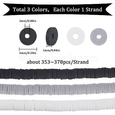 3 Stränge 3 Farben flache runde handgemachte Polymer Clay Perlen(CLAY-SC0001-62)-2