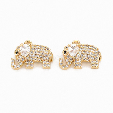 Real 18K Gold Plated Clear Elephant Brass+Cubic Zirconia Pendants