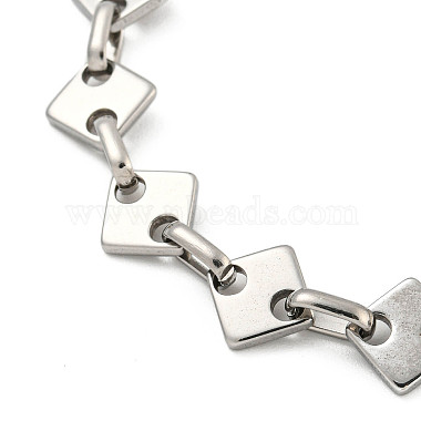 304 Stainless Steel Rhombus Link Chains Bracelets for Men & Women(BJEW-D042-02P)-2