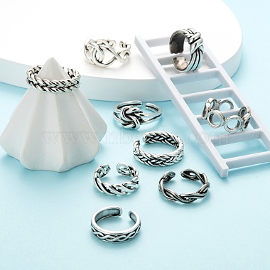 9Pcs 9 Style Alloy Cuff Finger Rings(RJEW-LS0001-28AS)-5