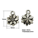 Tibetan Style Pendants, Cadmium Free & Lead Free, Flower, Antique Silver, 14x10x3mm, Hole: 1.5mm(TIBEP-47835-AS-LF)