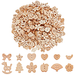 240Pcs 12 Styles 2-Hole Wood Buttons, Beige, Mixed Shapes, 11~20x12.5~23.5x3~3.5mm, Hole: 1.2~2.5mm, 20pcs/style(BUTT-WR0001-27)