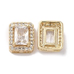 Brass Pave Cubic Zirconia with Glass Multi-Strand Links, Cadmium Free & Nickel Free & Lead Free, Rectangle, Clear, 11x9x5mm, Hole: 0.9x2.5~4mm(KK-G465-53G-01)