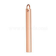 201 Stainless Steel Pendants, Rectangle, Stamping Blank Tag, Rose Gold, 30x3x1.5mm, Hole: 3mm(STAS-S105-T606D-3-30)
